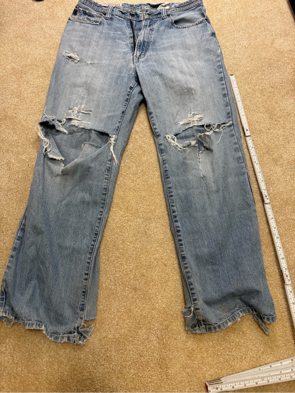 Hollister Light Blue Distressed mice rise boot Wide-Leg Jeans Mens size 30x30